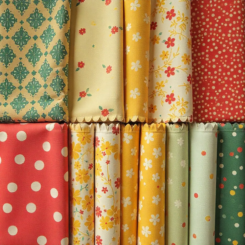 Vintage-inspired fabric bundle with assorted patterns